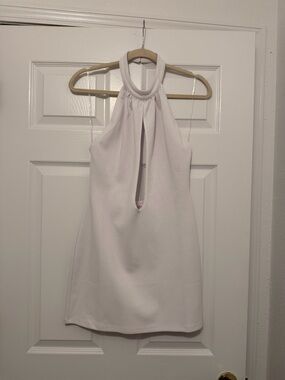 Sleek White Halter Keyhole Mini Dress